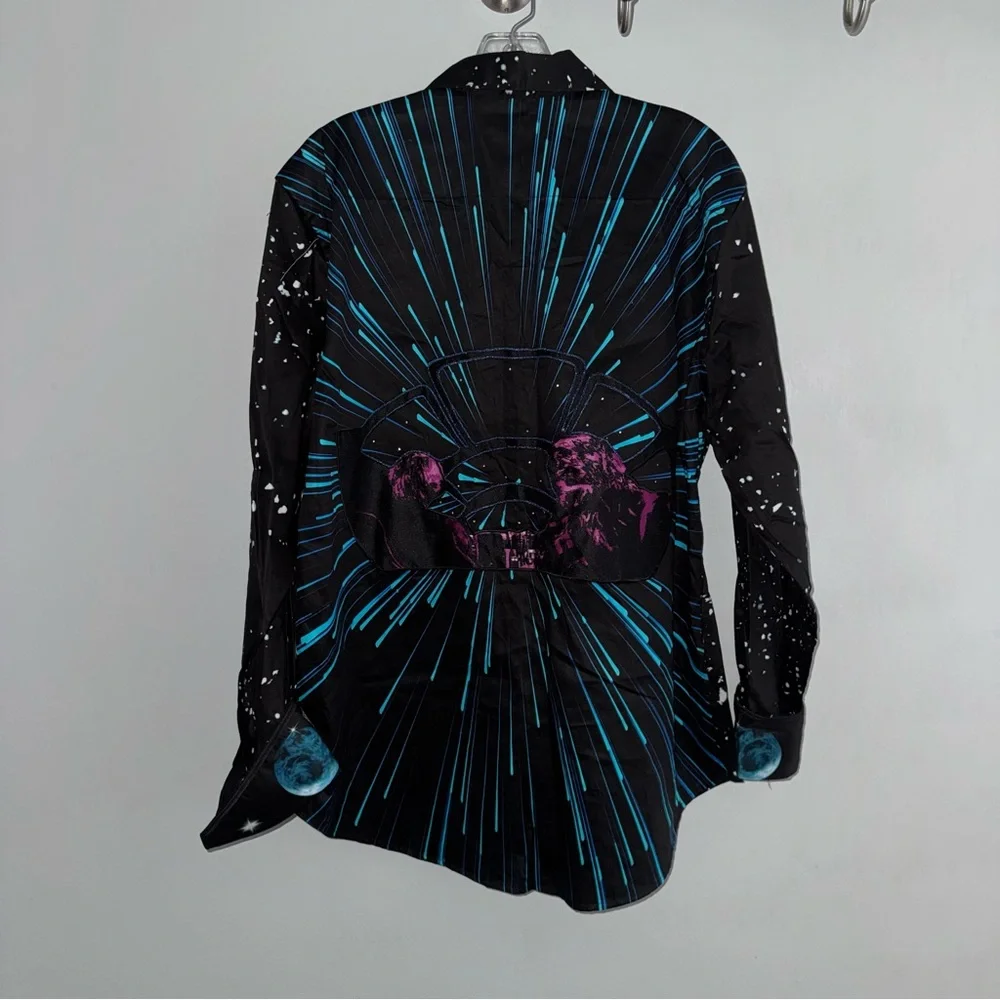 Star Wars “The Falcon”  HTF Robert Graham Black Button-Up Shirt Men’s L - Picture 9 of 11